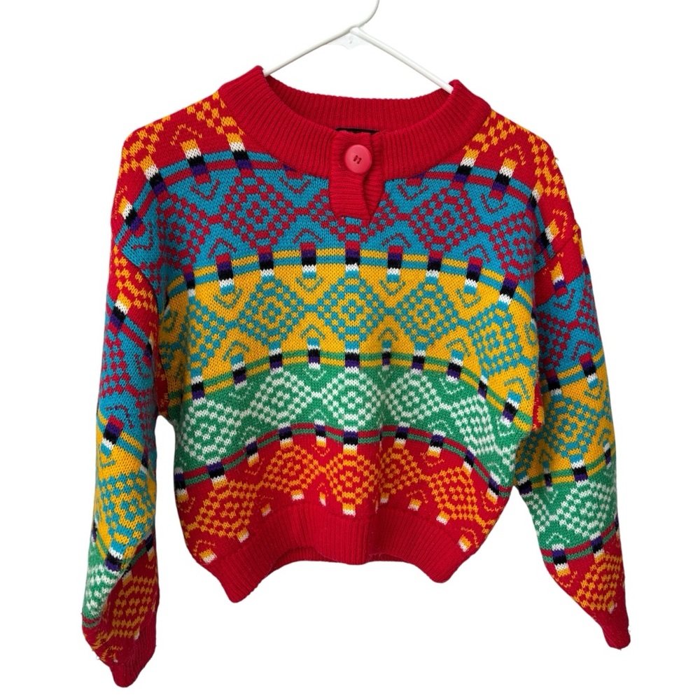 Tomboy Vintage 1990s Colorful Sweater Women’s Medium Wool Blend Multicolor